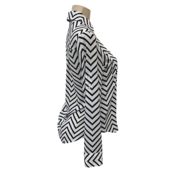 Original Fit Black & White Chevron Portofino Shirt - Picture 4 of 7